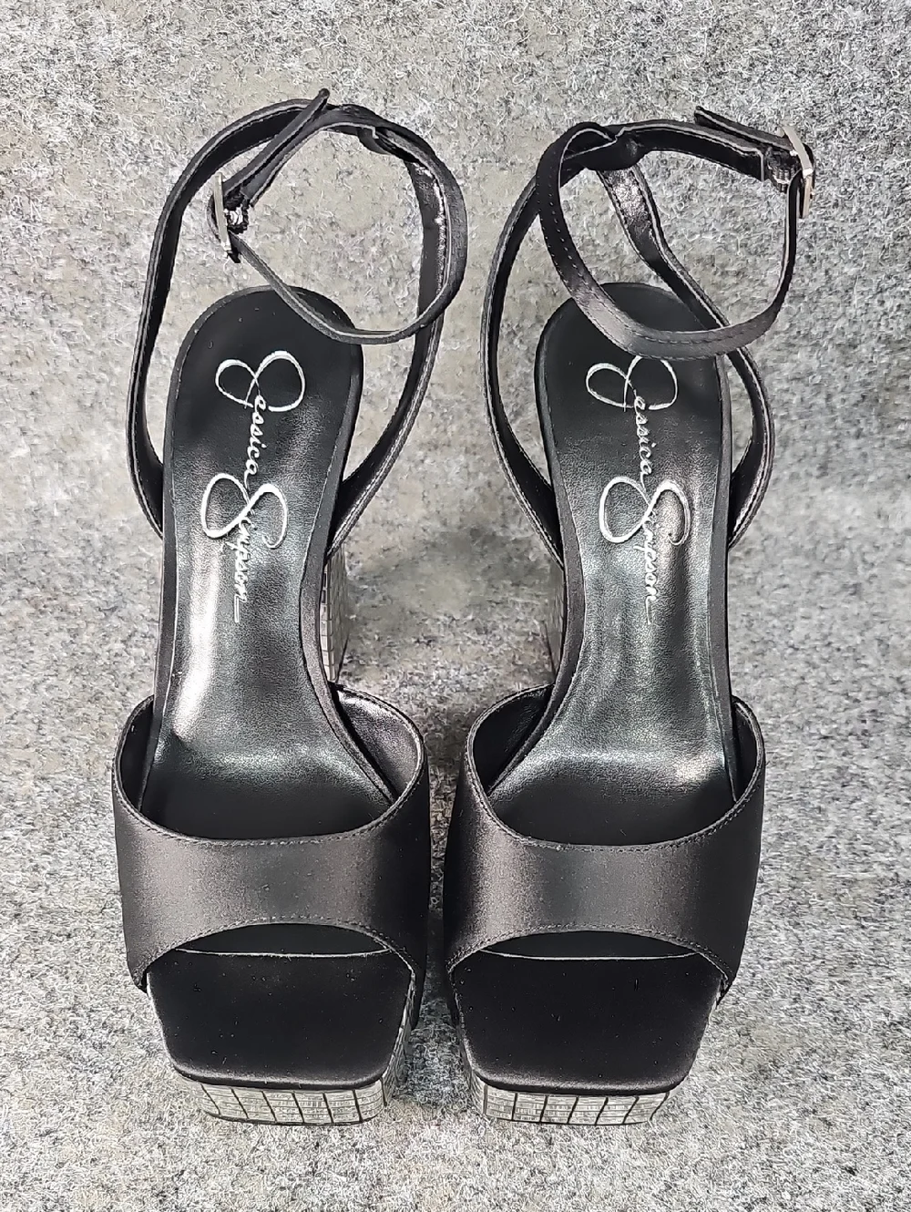 Jessica Simpson JS - LIRIO Platform High Heel Sandals, Black & Mirror, Size 7.5M